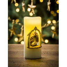 The Holiday Aisle Wholesale Battery Operated LED Wax Holy Family Pillar Unscented Flameless Candle THDA3249